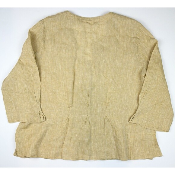 Poetry Lagenlook Women's Beige Jacket Blazer Linen Natural Coastal Luxury, Sz 12 - Picture 3 of 9